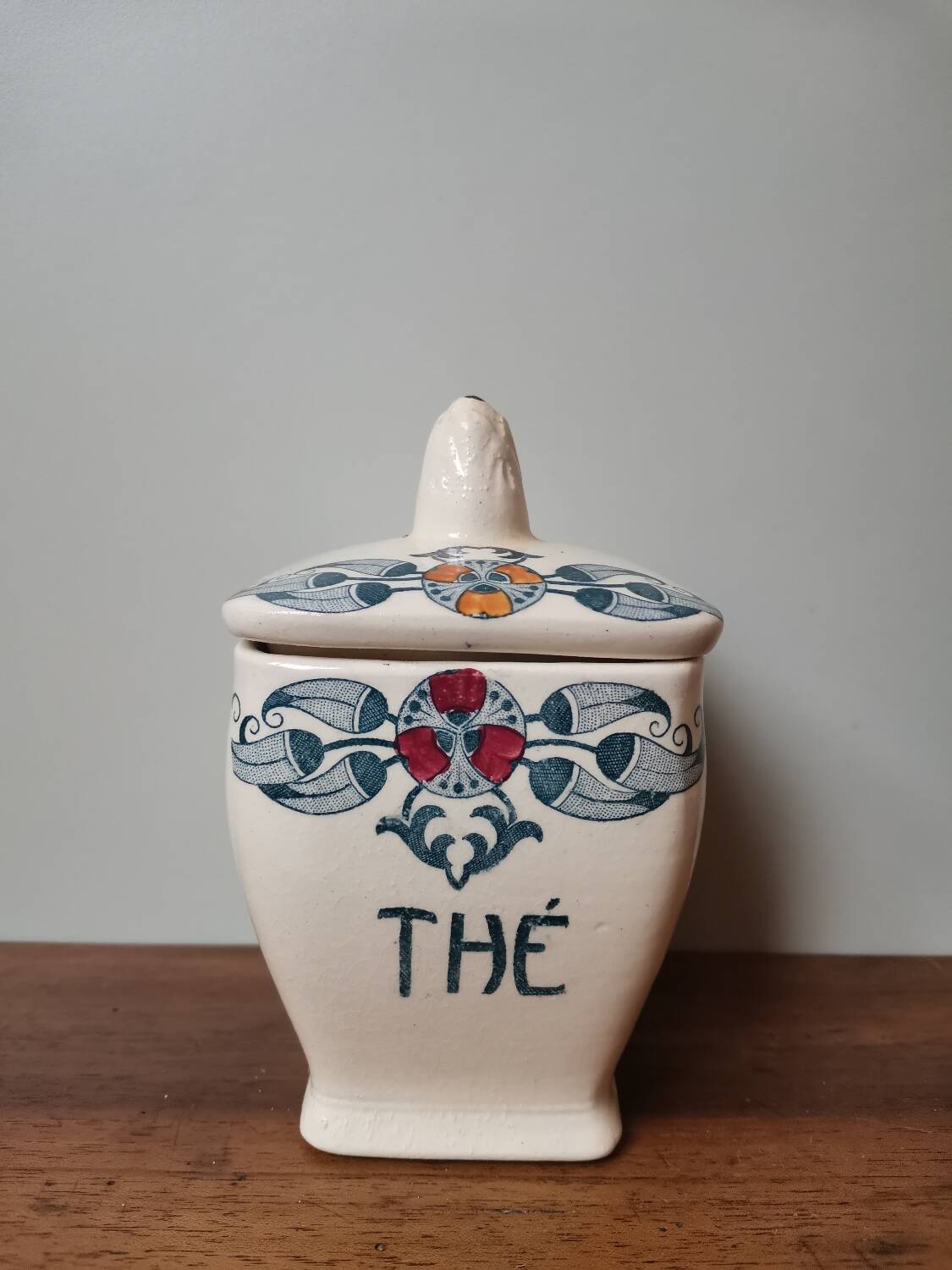 Set of 2 pot box spices tea vintage ceramic Longchamp model Mérida art nouveau