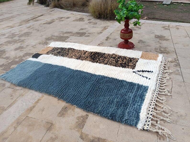 Tapis marocain gris fait main, tapis berbère en laine 150/250 cm