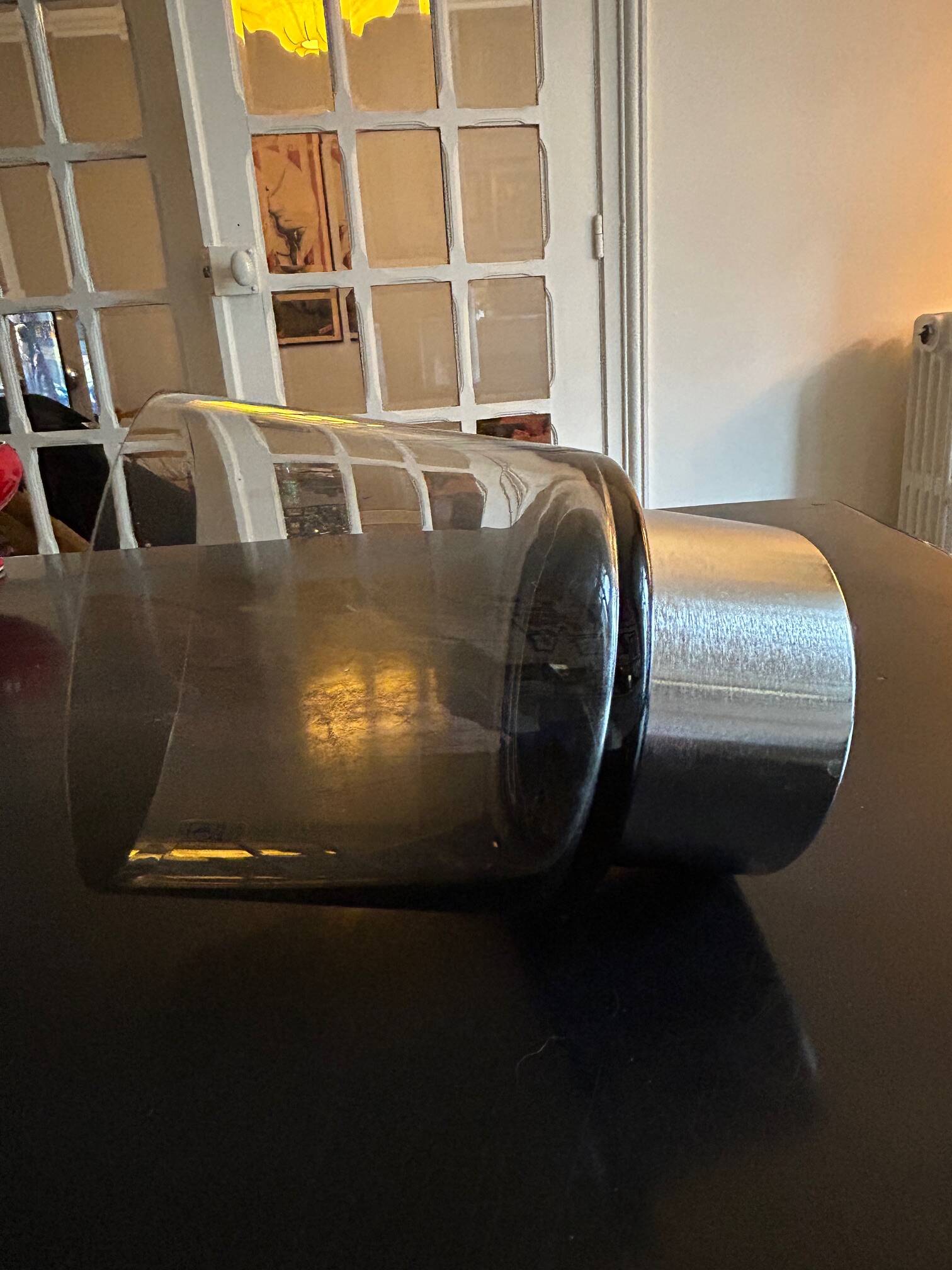 smoked glass candlestick Boussu edition, 1970