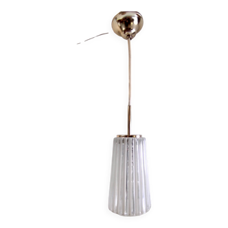 Glass and gold metal pendant light, 1950s-1960s