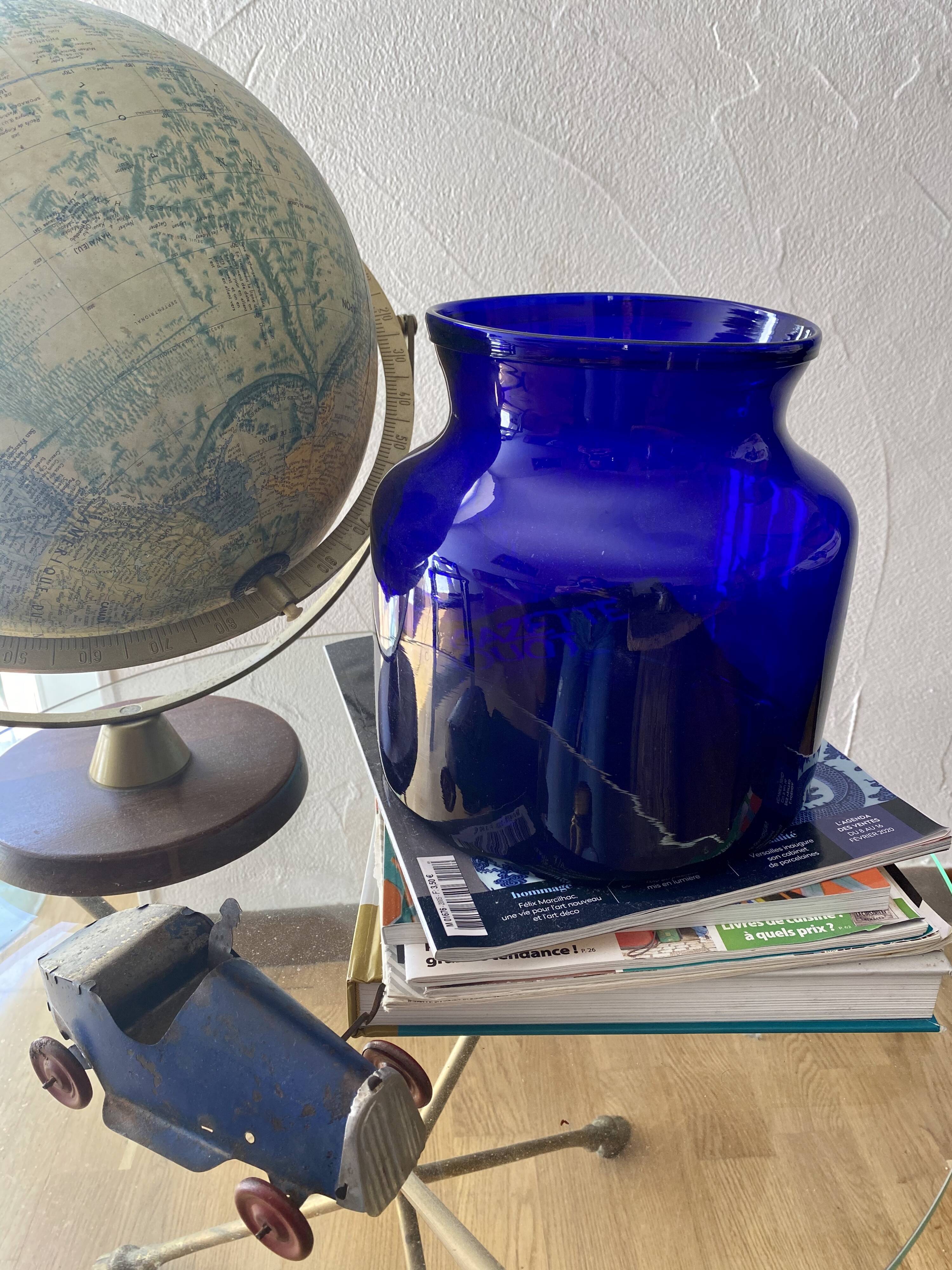 Blue glass vase