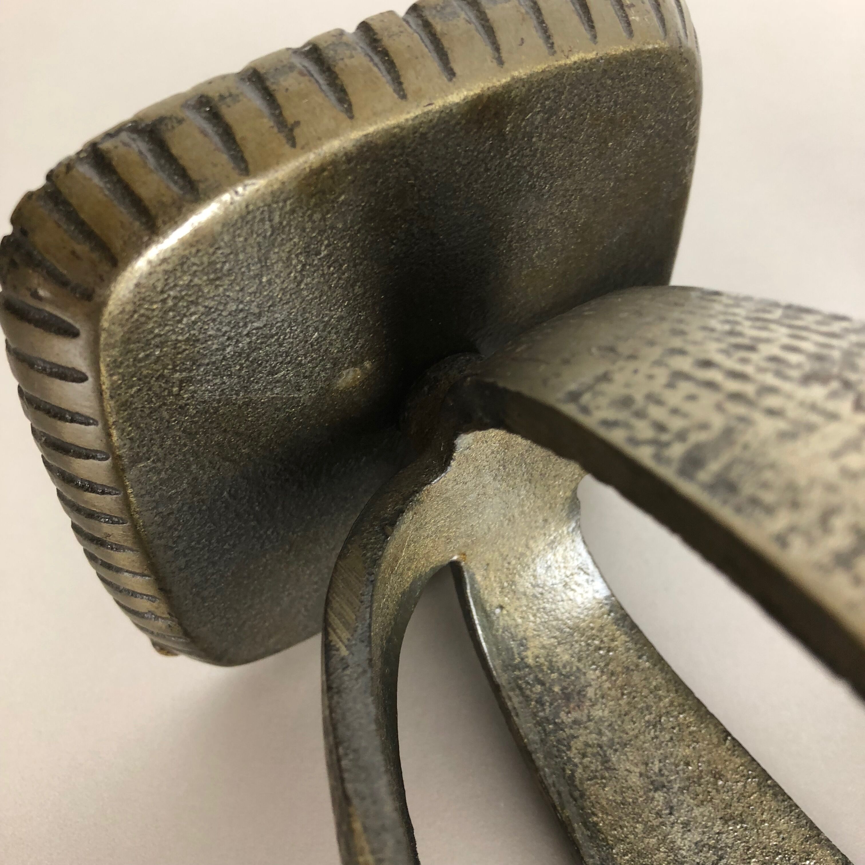 Set of 2 Modernist Vintage 1970s Sculptural Brutalist Metal Candleholder, France