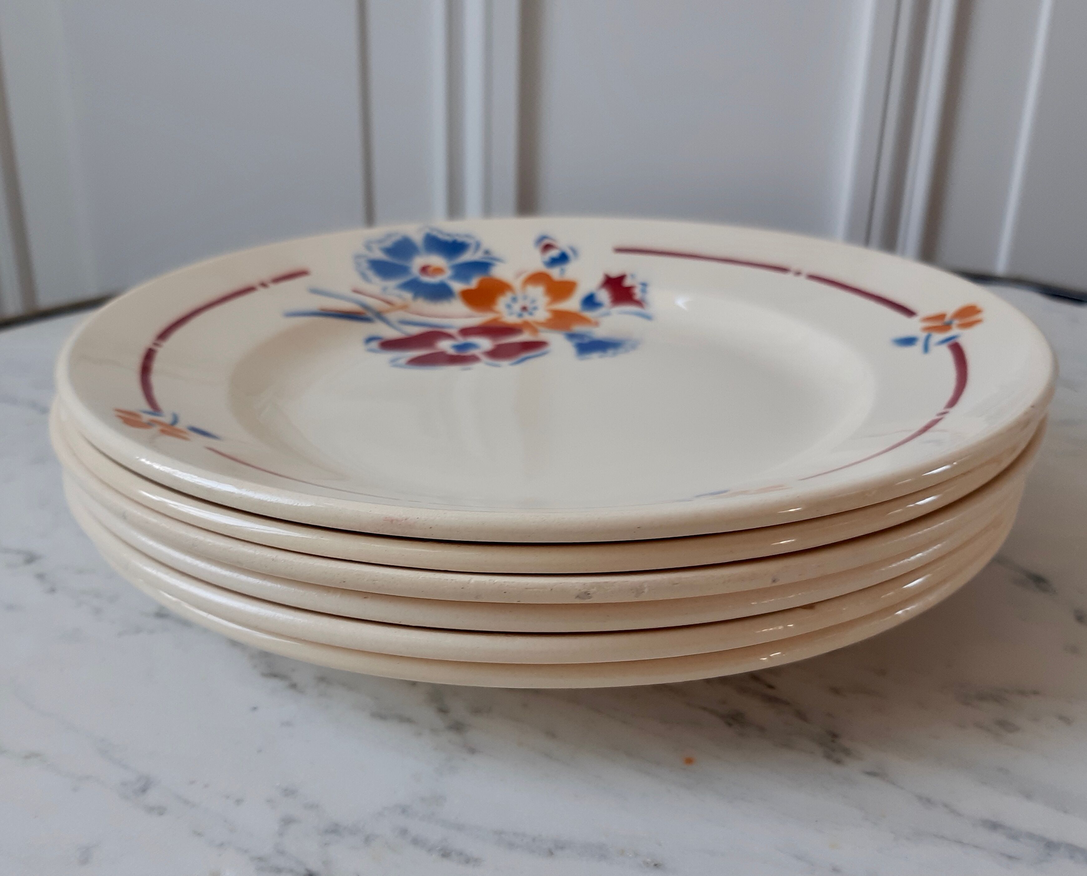 Lot de 6 assiettes à dessert Saint Amand modèle Valentin