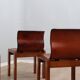 Curved wooden and leather chairs by Afra and Tobia Scarpa from the 1970s, set of 4.