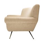 Canapé italien courbé en coton chenille ivoire Gigi Radice Mid-Century Modern