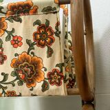 Ancien porte-revue rotin relooké fleuri vintage