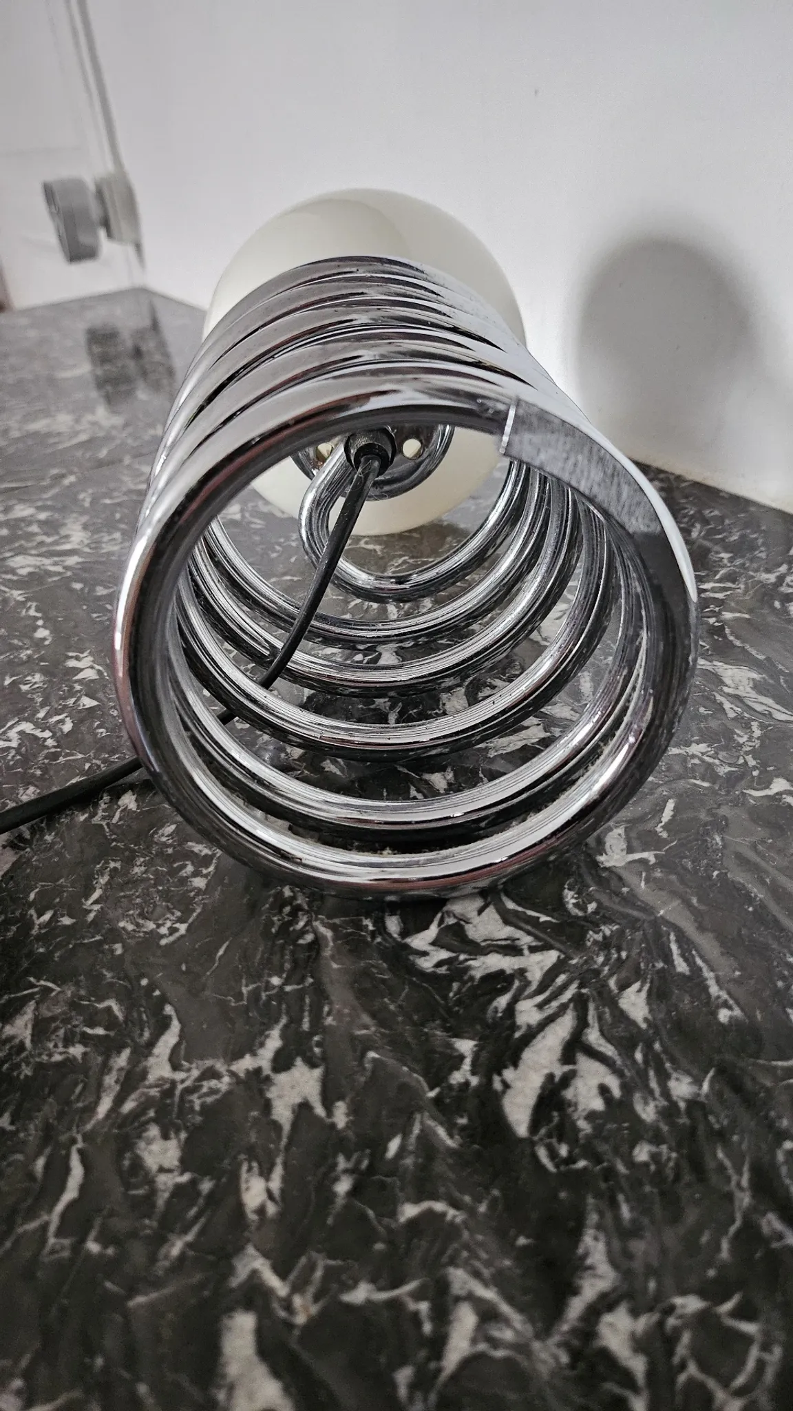 Table lamp "Spiral" Space Age style in chrome steel – 1990s