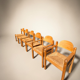 Set of 6 Padova oak chairs with paper cord by Hank Lowenstein, Italy.