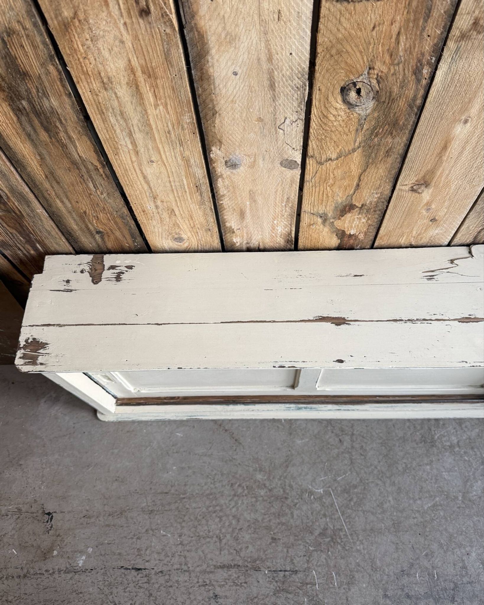 Vintage patinated work cabinet with sliding doors (renovated)