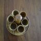 Set of 6 coquetiers and its wooden servant
