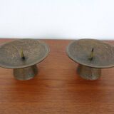 Brutalist Bronze Candleholders, 1960s, Set of 2