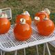 Set of 5 orange glass ball pendants from the 70s