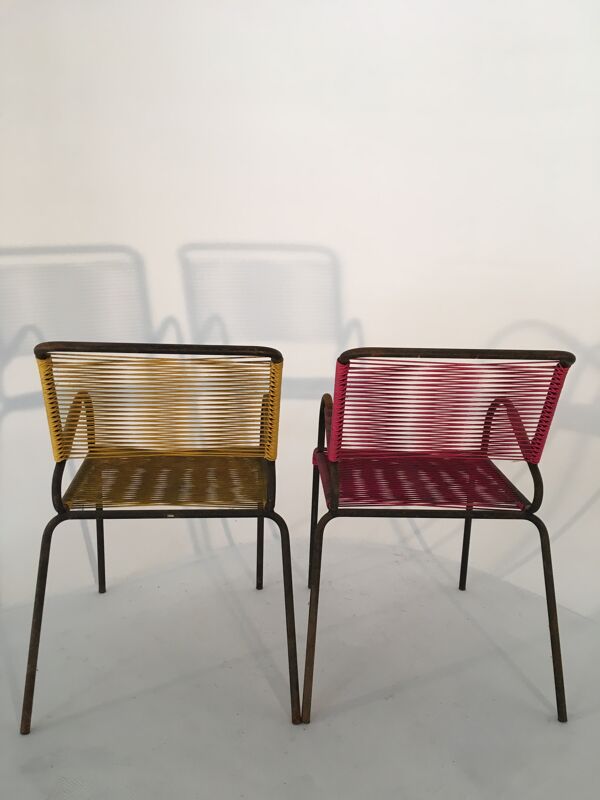 Paire de fauteuils scoubidou pour extérieur