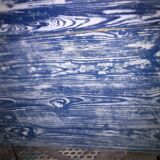 Antique chest of drawers in blue and white painted wood - shabby-chic patinated charm