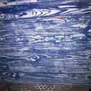 Antique chest of drawers in blue and white painted wood - shabby-chic patinated charm