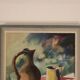 Huile sur toile suédoise originale vintage – nature morte avec vase et fleurs