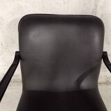 Vintage 70s swivel office chair in skai and black metal