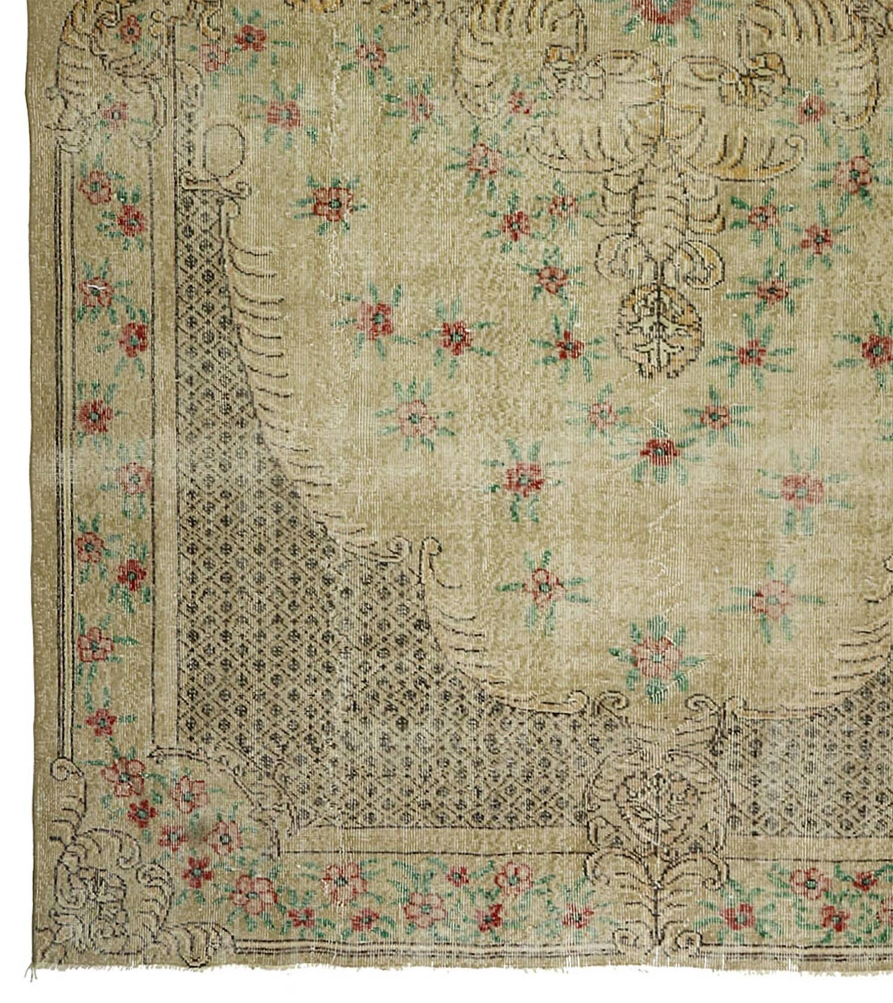 Large Vintage Turkish Carpet Medallion Beige 335 x 223 cm