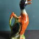 Pichet vintage français en forme de canard, Saint Clément, barbotine