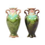 Vases Art Nouveau Barbotine Majolique Français Faïence Antique 19cm