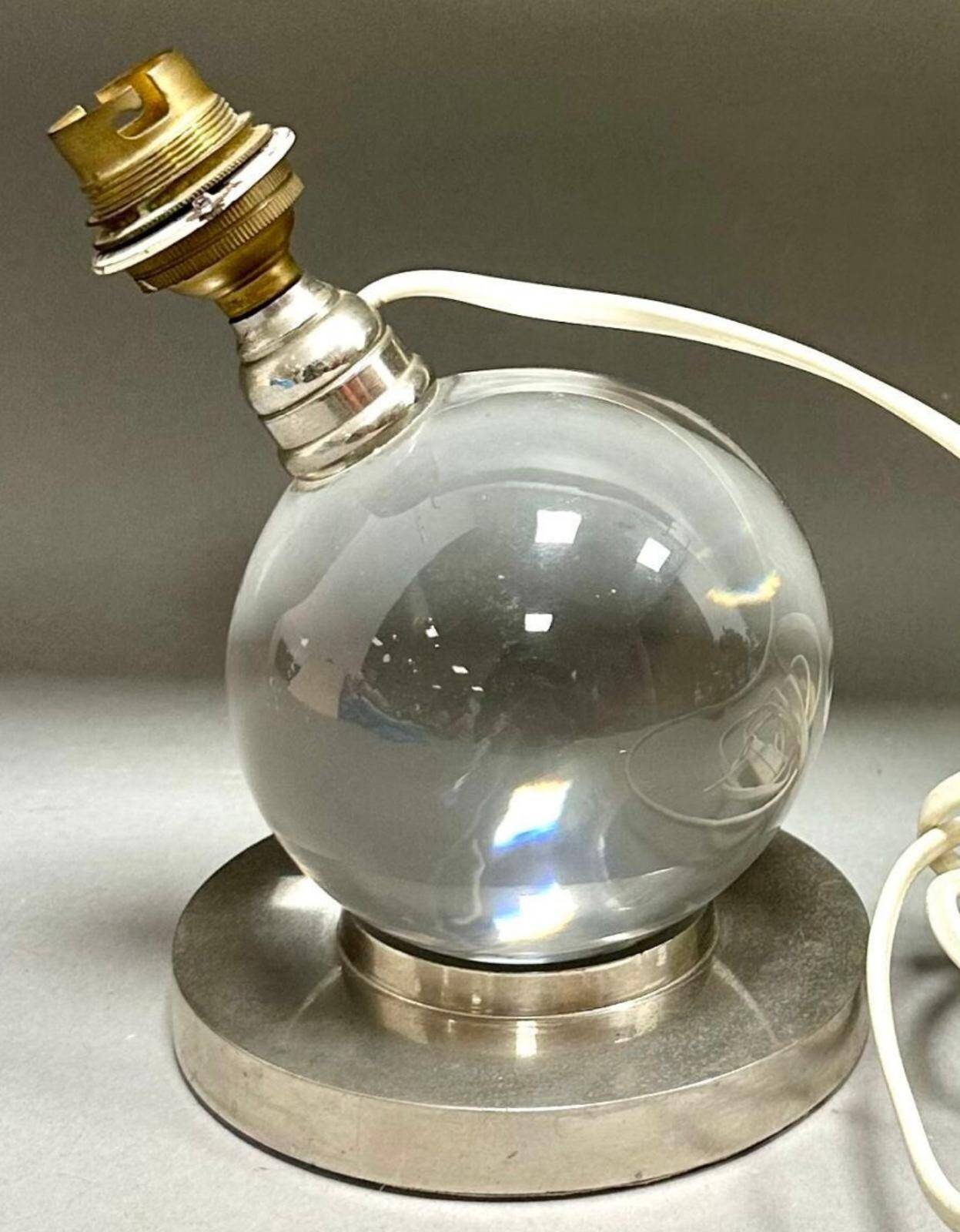 Crystal ball lamp, model no 7706 Jacques Adnet for Baccarat.