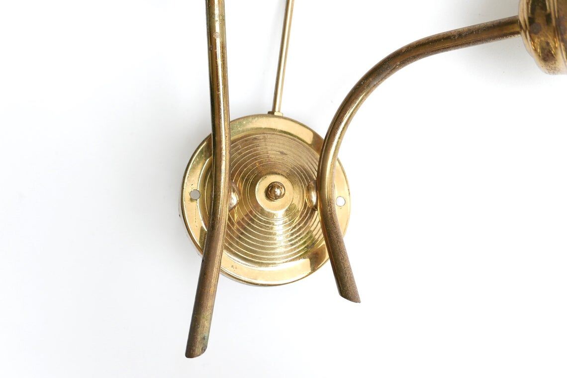 Wall light in opaque glass and gold metal, 1950s