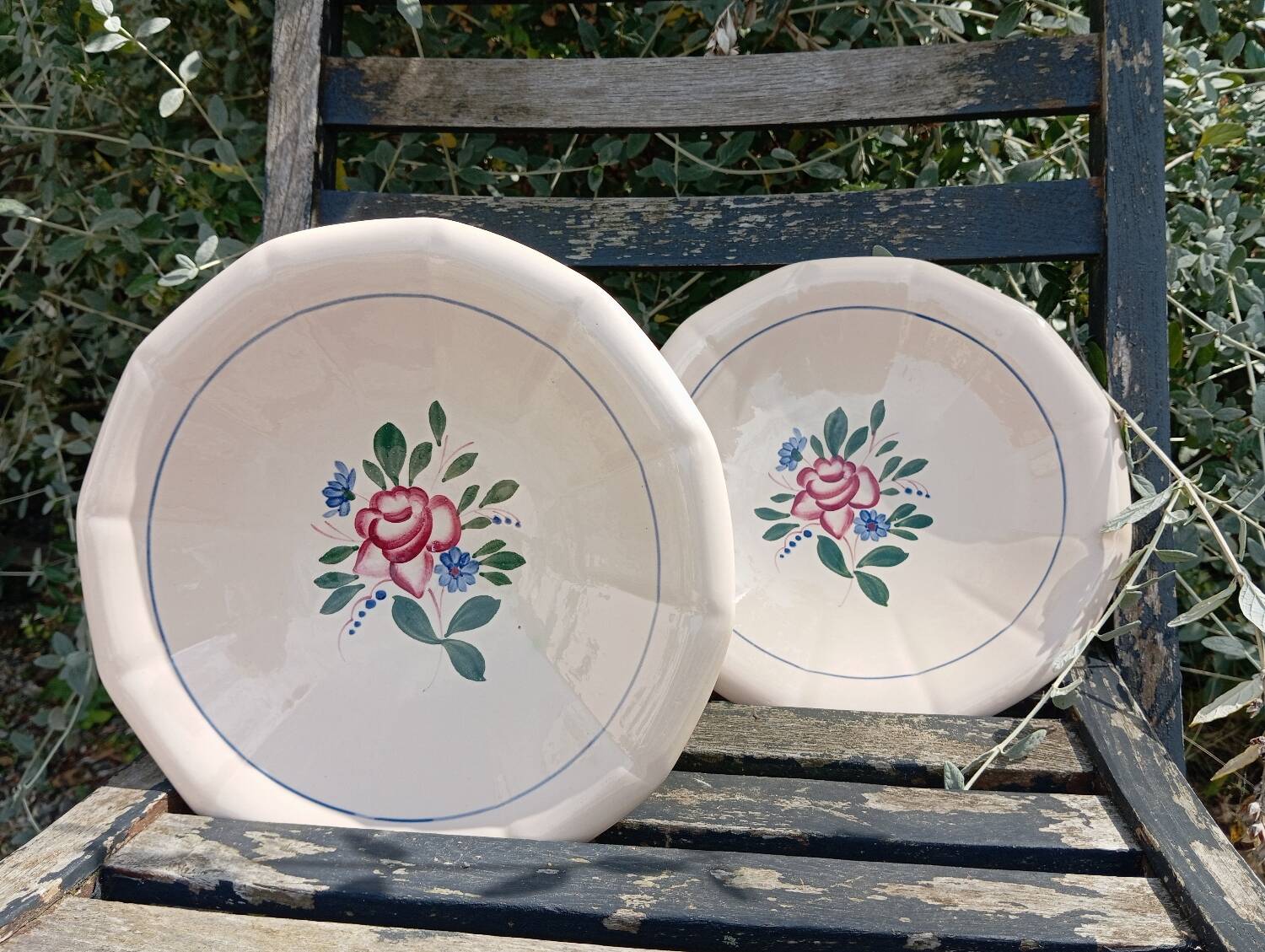Serving plates X 2 old pink earthenware Digoin Sarreguemines