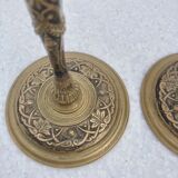 Pair of candlesticks old decor medallion a l antique signed F.Barbedienne