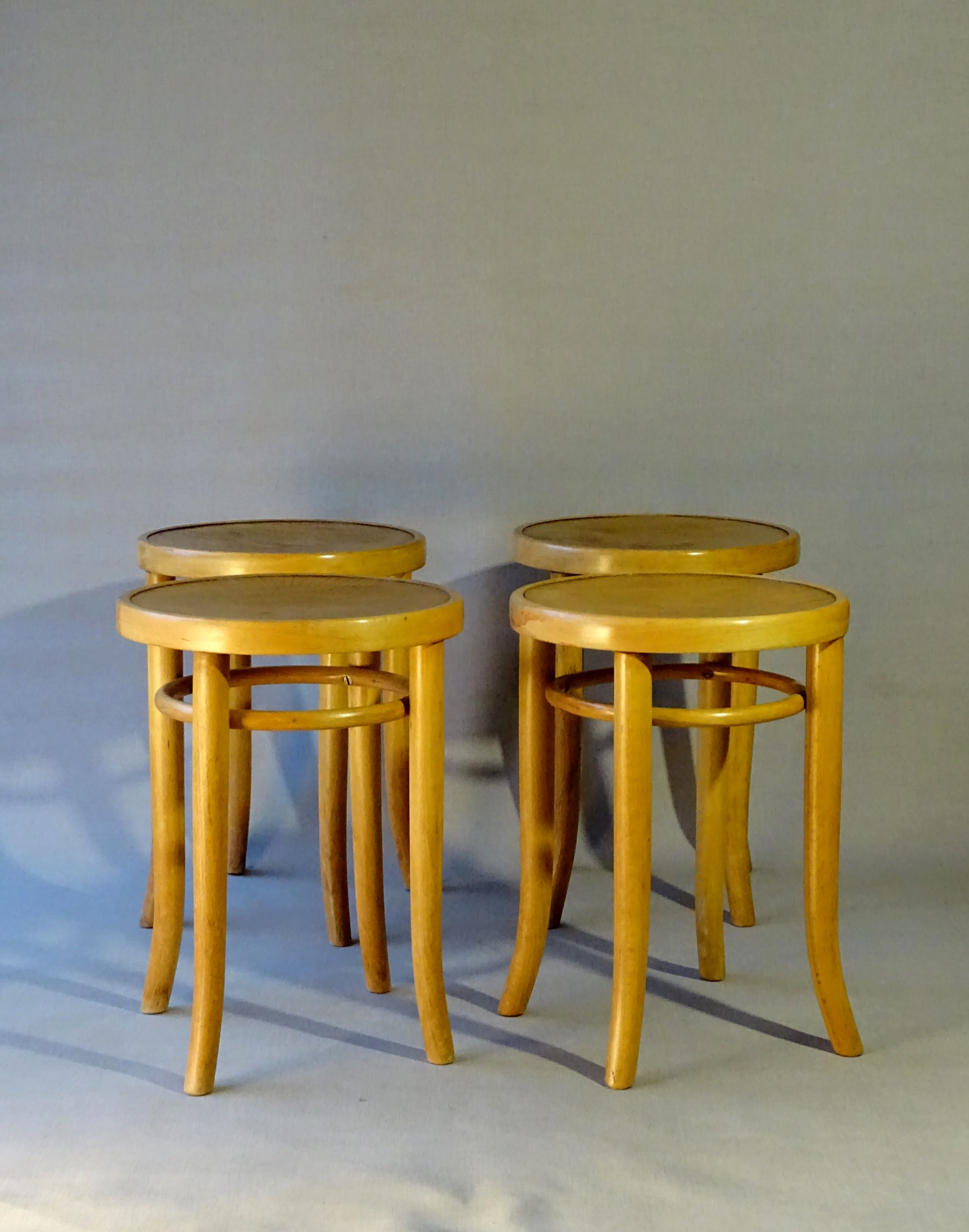 Thonet stools 1930, wooden sitting bistro