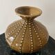 pear-shaped vase in ocher enameled ceramic and pearls