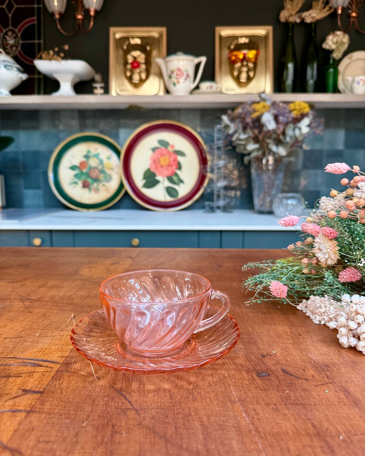 Rosaline pink glass coffee set