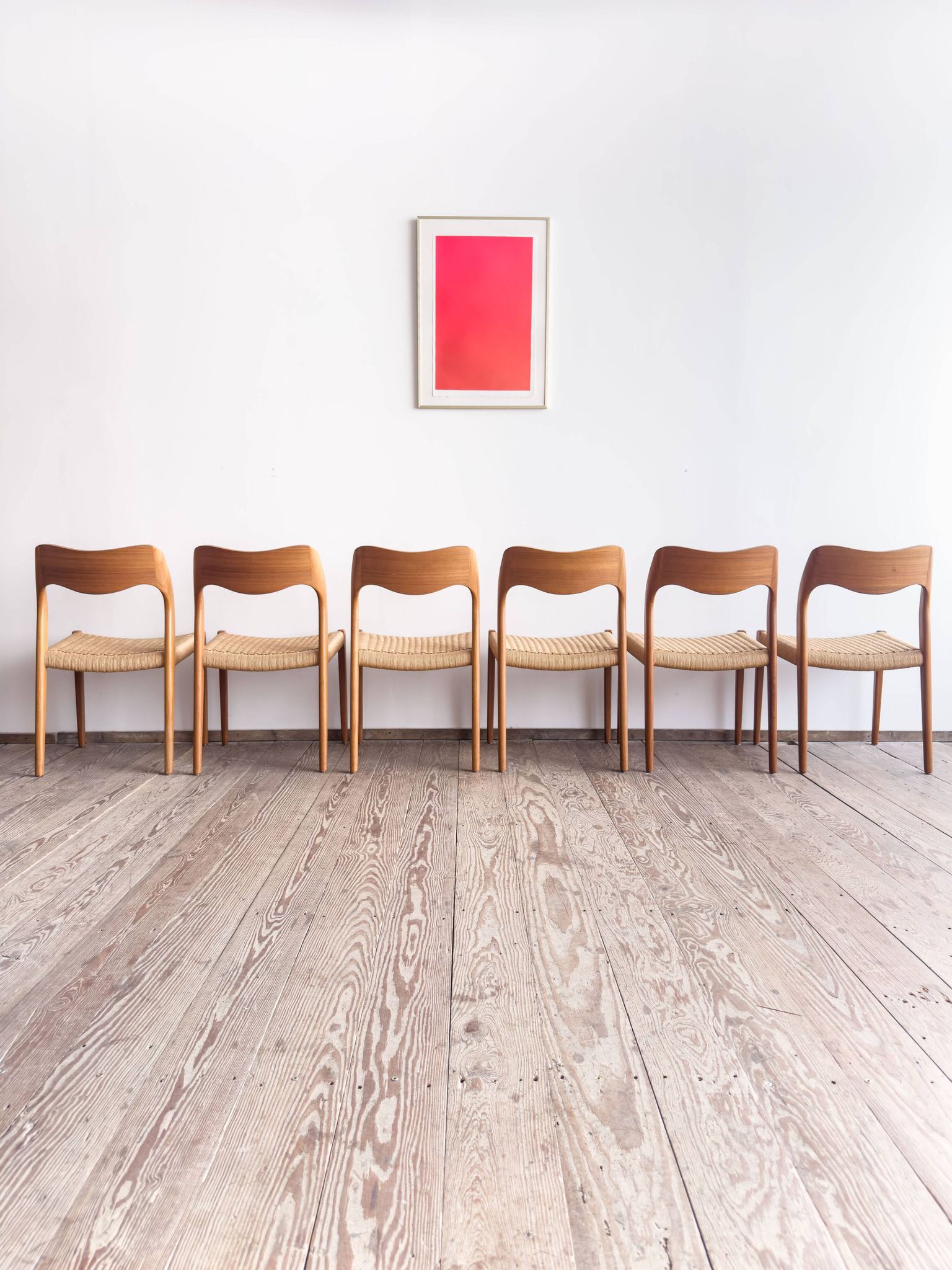 Set of 6 #71 teak chairs by Niels O. Møller, JL. Moller Mid Century