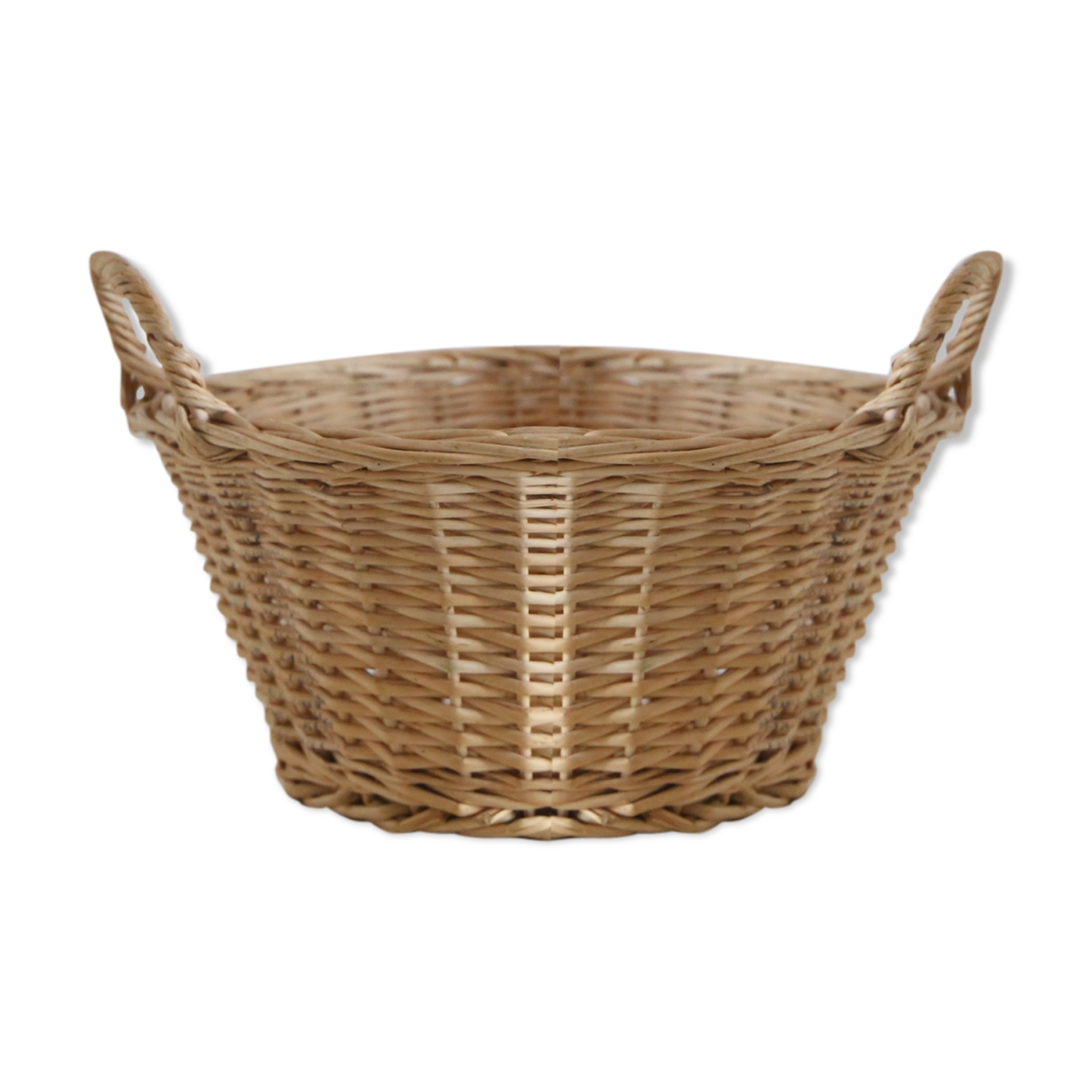 Wicker basket with two handles, vintage, french