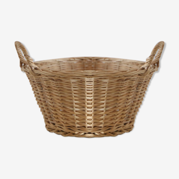 Wicker basket with two handles, vintage, french