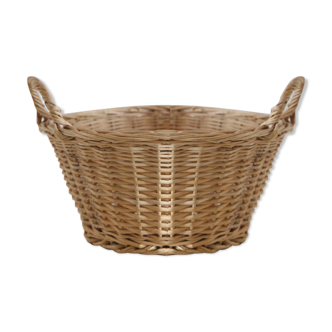 Wicker basket with two handles, vintage, french