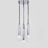 Vintage chrome metal waterfall pendant light with 7 lights Doria Leuchten. 70s