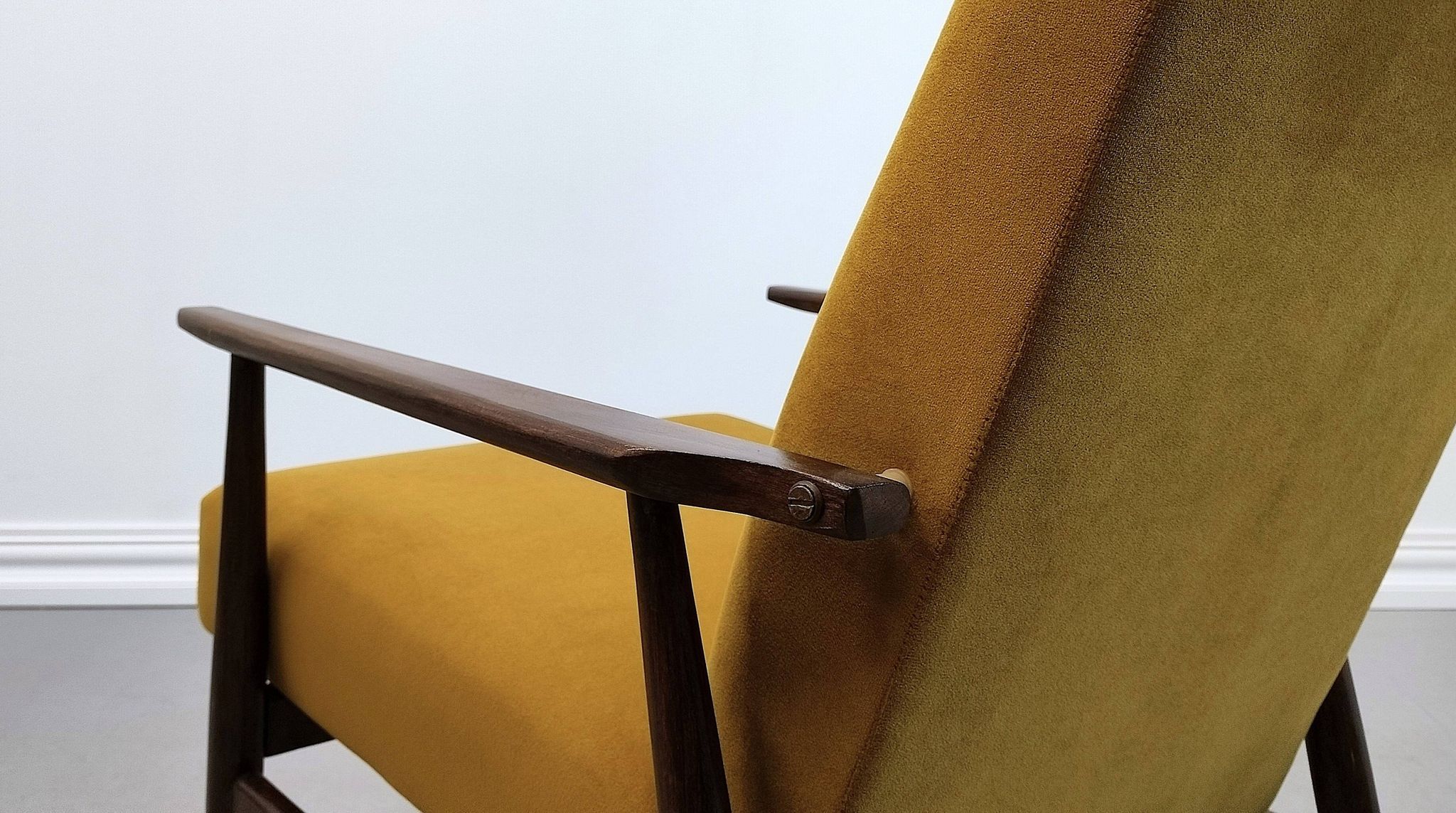 1960 Henryk Lis Mid Century armchair in Goldenrod velvet