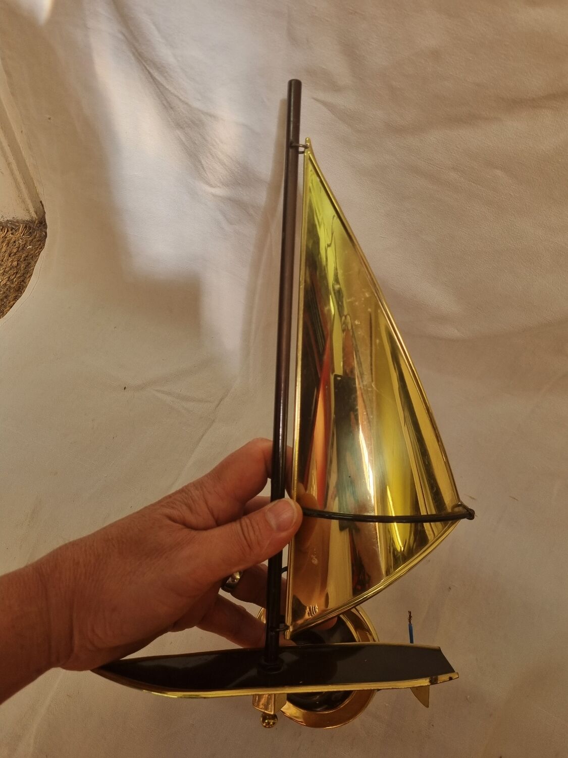 Brass windsurfing wall lamp