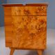 Pair of vintage Czechoslovak bedside cabinets with burl veneer, mid-century modern, 45 × 34 × 45 cm