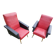 Pair of vintage 60s armchairs – Red and black faux leather