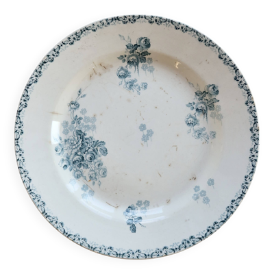 Plat de service rond ancien terre de fer Choisy le Roi HB&Cie modèle Lucie