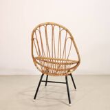 Vintage rattan wicker armchair by Rohe Noordwolde