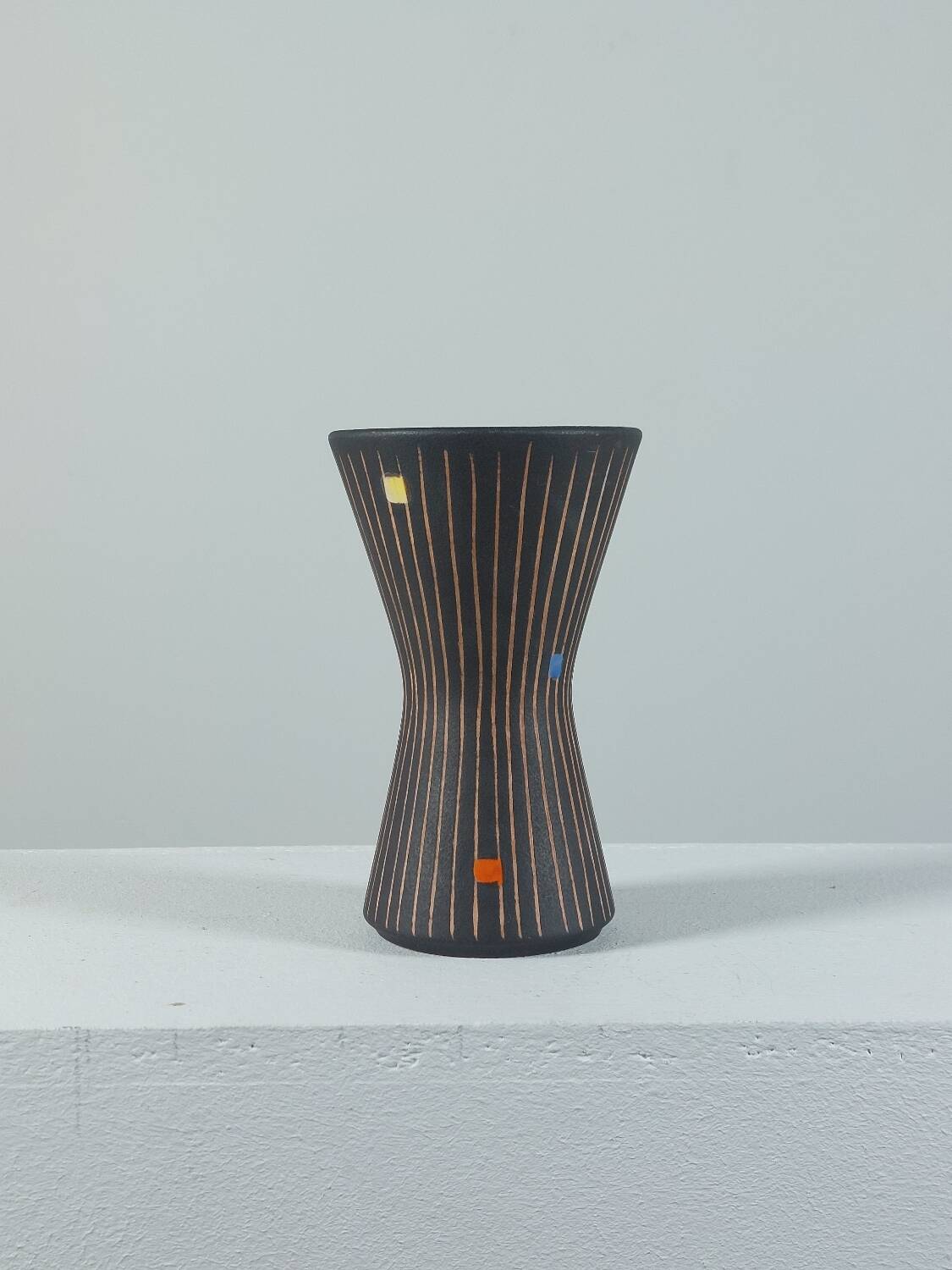 Vintage 1950s studio ceramic vase with sgraffito by Steuler.