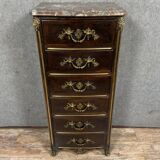 18th century Regency period chest of drawers in marquetry and copper reed