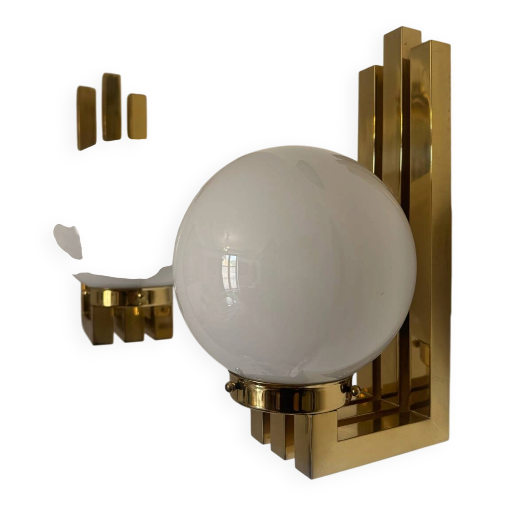 Opaline brass wall lights from the 1970s.