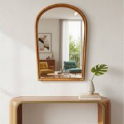 Vintage arch mirror in rattan and bamboo (90x61 cm) – Riviera style, years