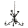 Two-tiered wrought iron chandelier with eight light arms in Gothic style.