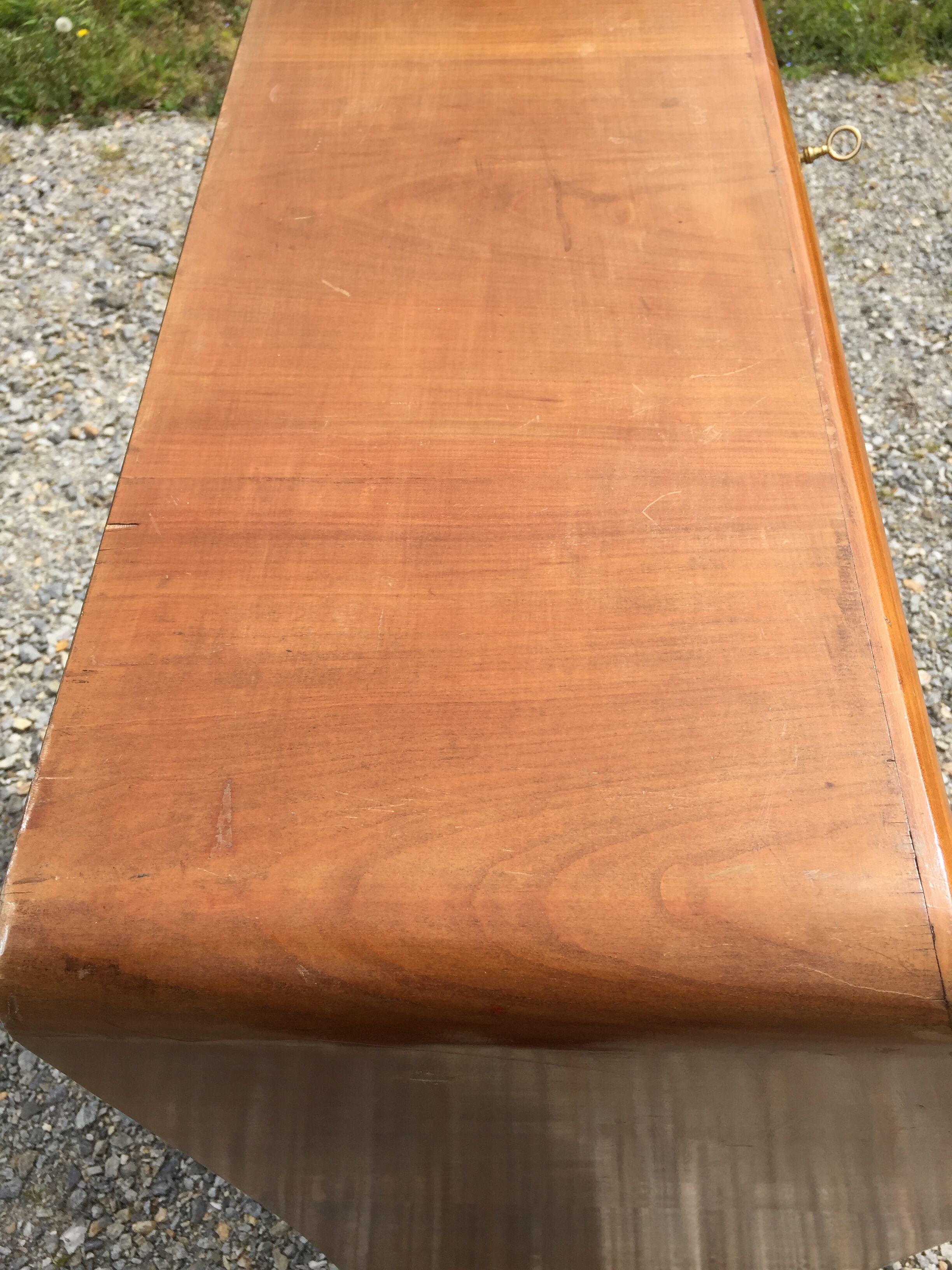 Vintage secretary desk, known as donkey's back, in cherry wood, Italian by Marelli & Fratelli.