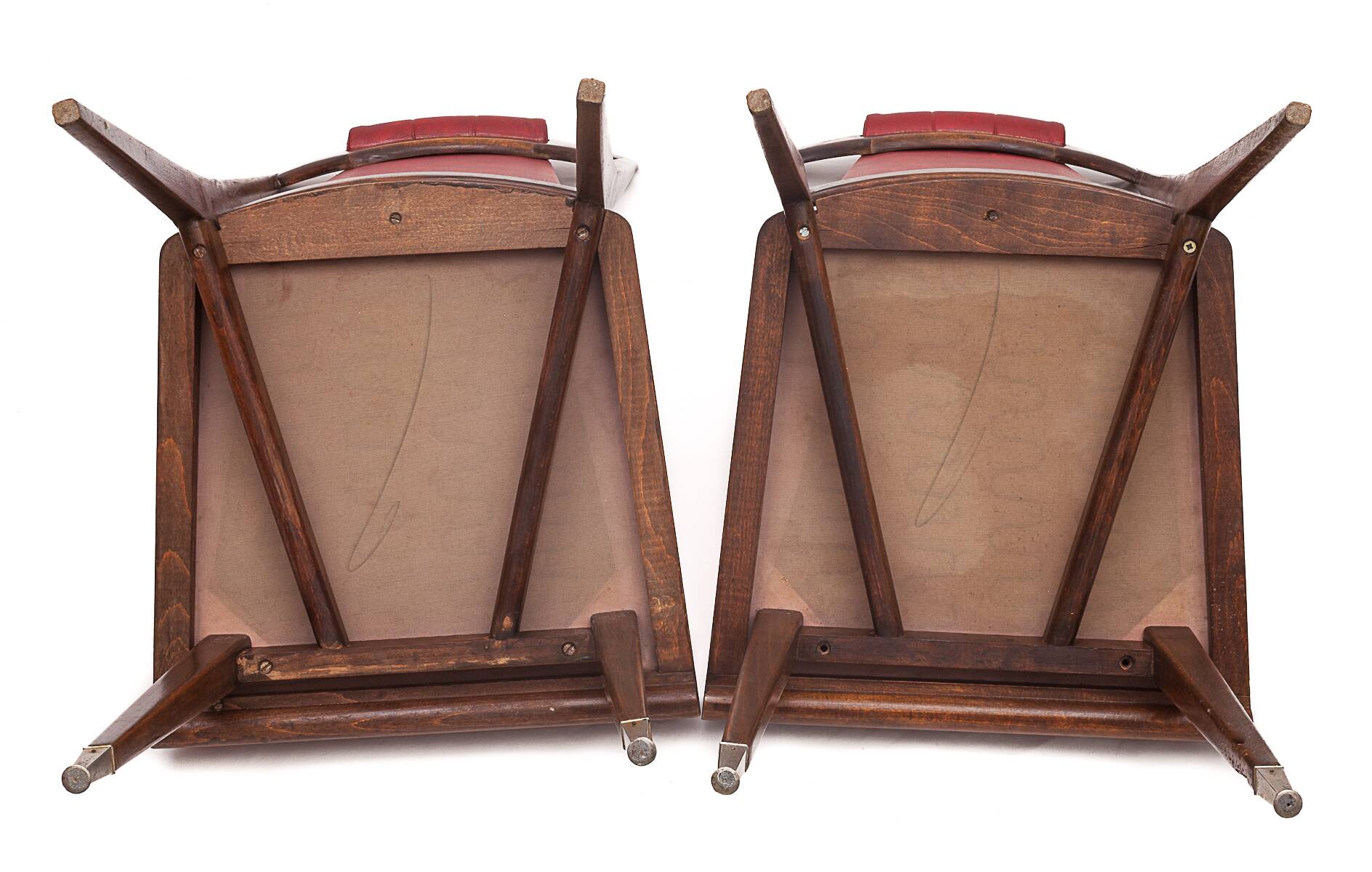 Pair of red Art Deco chairs, 1950