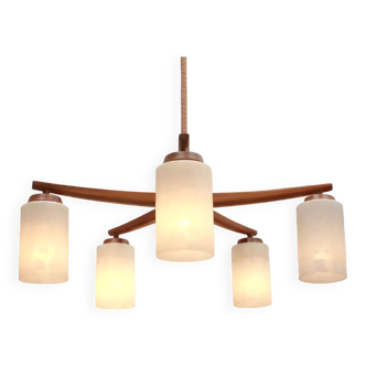 1960s chandelier in walnut opaline glass